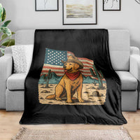 Patriotic Cowboy Dog Throw Blanket American Flag Western Country - Wonder Print Shop