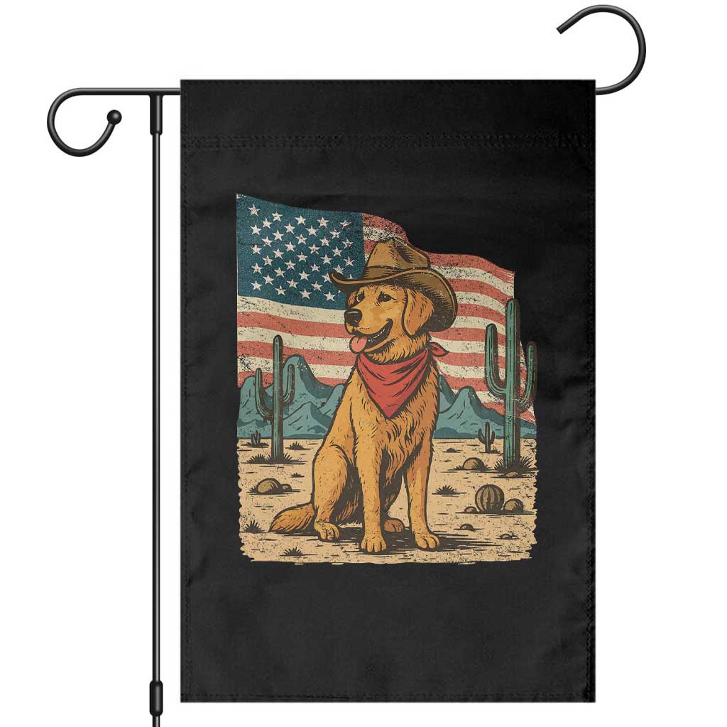 Patriotic Cowboy Dog Garden Flag American Flag Western Country - Wonder Print Shop