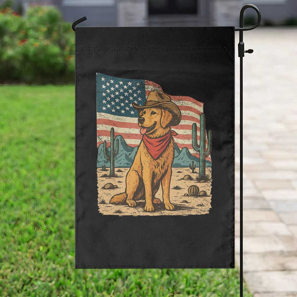 Patriotic Cowboy Dog Garden Flag American Flag Western Country - Wonder Print Shop