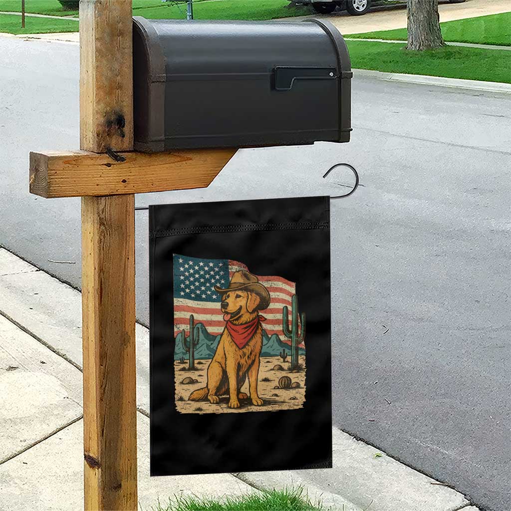 Patriotic Cowboy Dog Garden Flag American Flag Western Country - Wonder Print Shop