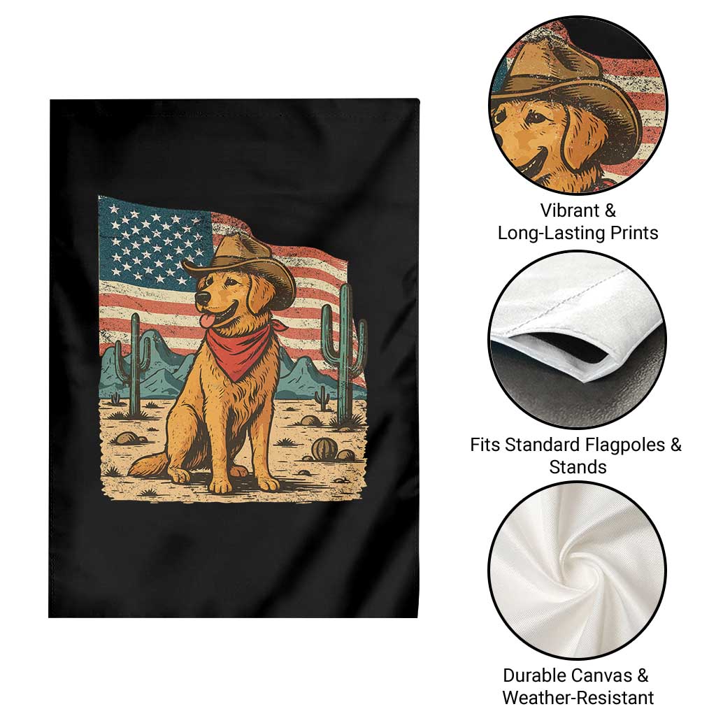 Patriotic Cowboy Dog Garden Flag American Flag Western Country - Wonder Print Shop