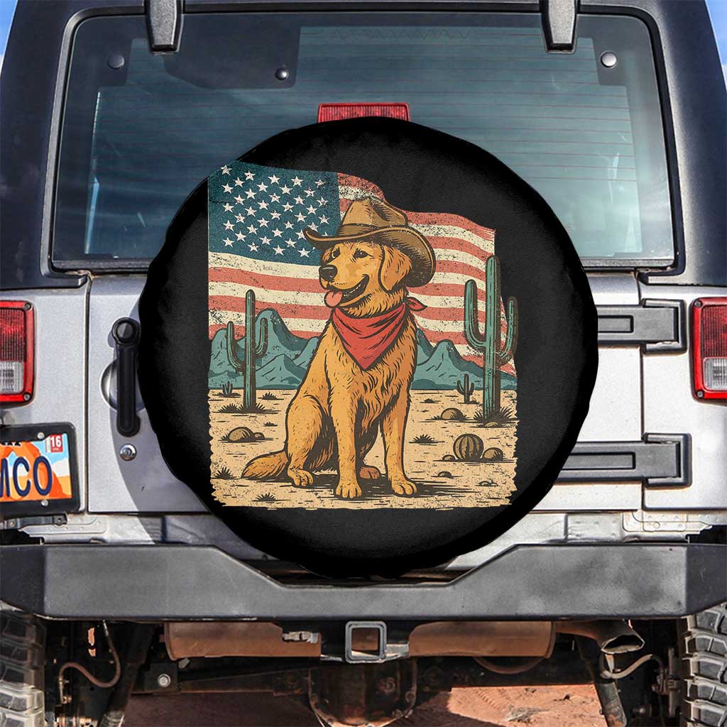 Patriotic Cowboy Dog Spare Tire Cover American Flag Western Country - Wonder Print Shop