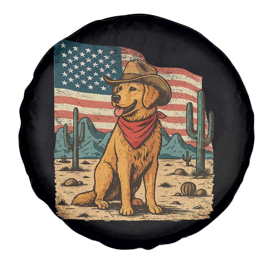 Patriotic Cowboy Dog Spare Tire Cover American Flag Western Country - Wonder Print Shop