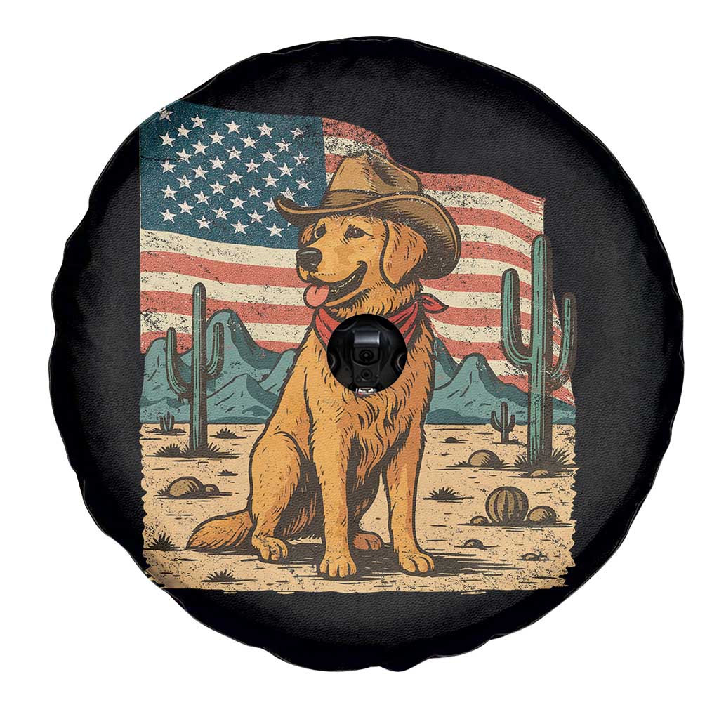 Patriotic Cowboy Dog Spare Tire Cover American Flag Western Country - Wonder Print Shop