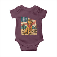 Patriotic Cowboy Dog Baby Onesie American Flag Western Country - Wonder Print Shop