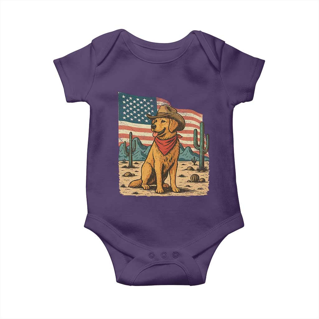 Patriotic Cowboy Dog Baby Onesie American Flag Western Country - Wonder Print Shop