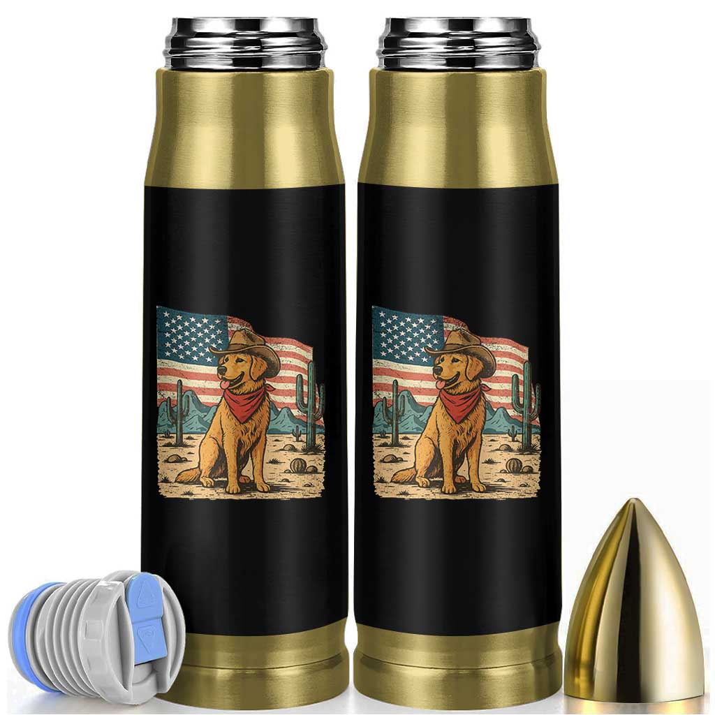 Patriotic Cowboy Dog Bullet Tumbler American Flag Western Country