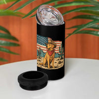 Patriotic Cowboy Dog 4 in 1 Can Cooler Tumbler American Flag Western Country