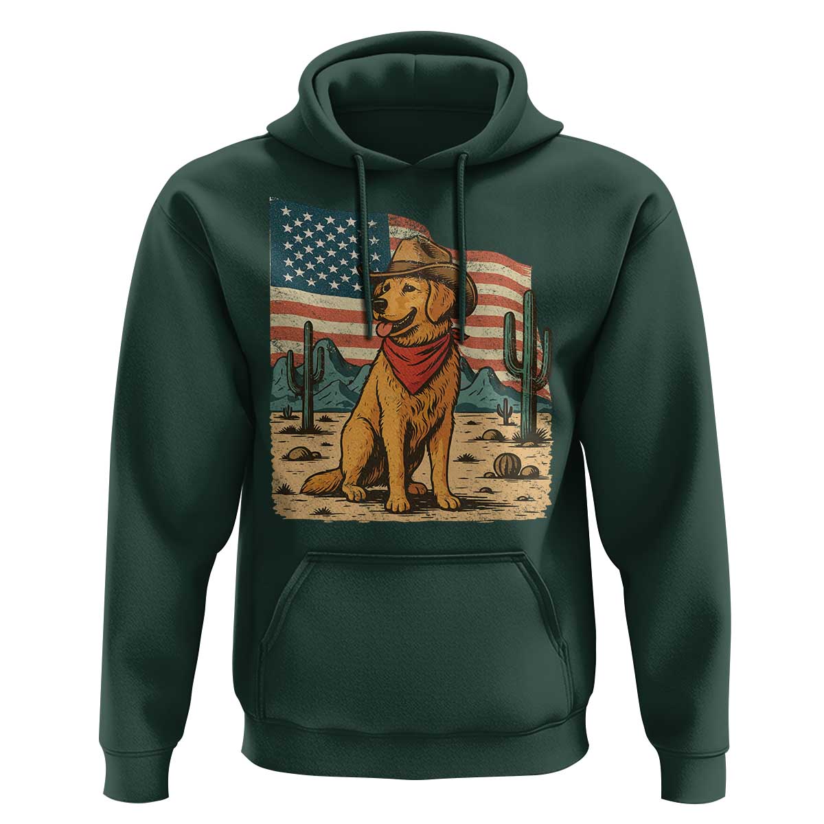 Patriotic Cowboy Dog Hoodie American Flag Western Country - Wonder Print Shop