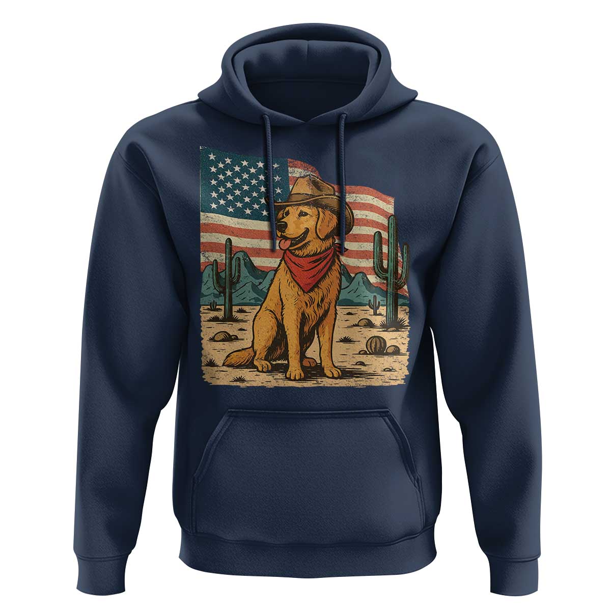 Patriotic Cowboy Dog Hoodie American Flag Western Country - Wonder Print Shop
