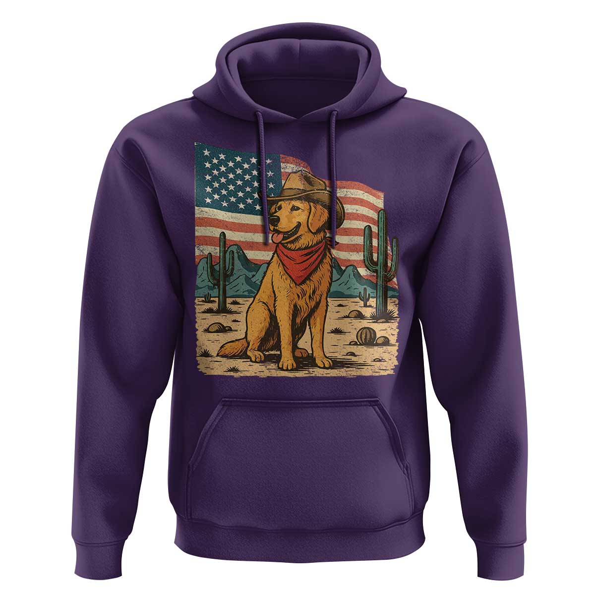 Patriotic Cowboy Dog Hoodie American Flag Western Country - Wonder Print Shop