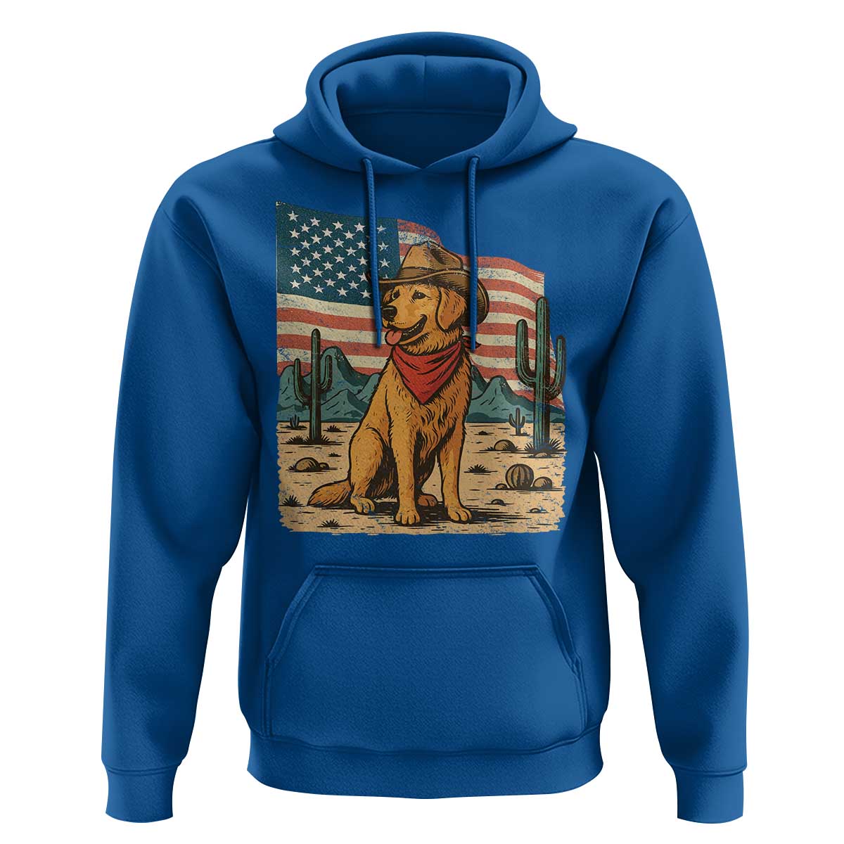 Patriotic Cowboy Dog Hoodie American Flag Western Country - Wonder Print Shop