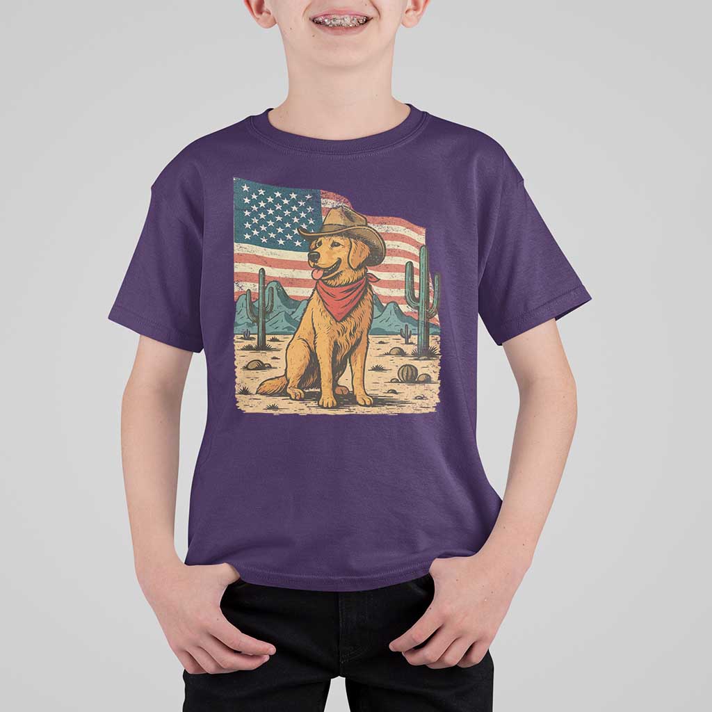 Patriotic Cowboy Dog T Shirt For Kid American Flag Western Country - Wonder Print Shop