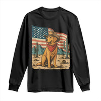 Patriotic Cowboy Dog Long Sleeve Shirt American Flag Western Country - Wonder Print Shop