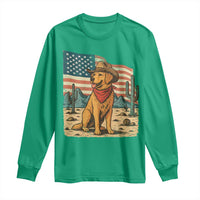 Patriotic Cowboy Dog Long Sleeve Shirt American Flag Western Country - Wonder Print Shop