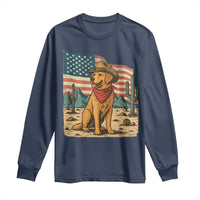 Patriotic Cowboy Dog Long Sleeve Shirt American Flag Western Country - Wonder Print Shop