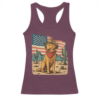 Patriotic Cowboy Dog Racerback Tank Top American Flag Western Country - Wonder Print Shop