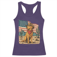 Patriotic Cowboy Dog Racerback Tank Top American Flag Western Country - Wonder Print Shop