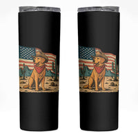 Patriotic Cowboy Dog Skinny Tumbler American Flag Western Country