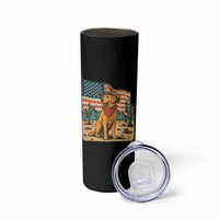 Patriotic Cowboy Dog Skinny Tumbler American Flag Western Country