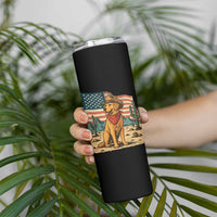 Patriotic Cowboy Dog Skinny Tumbler American Flag Western Country