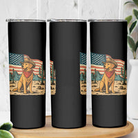 Patriotic Cowboy Dog Skinny Tumbler American Flag Western Country