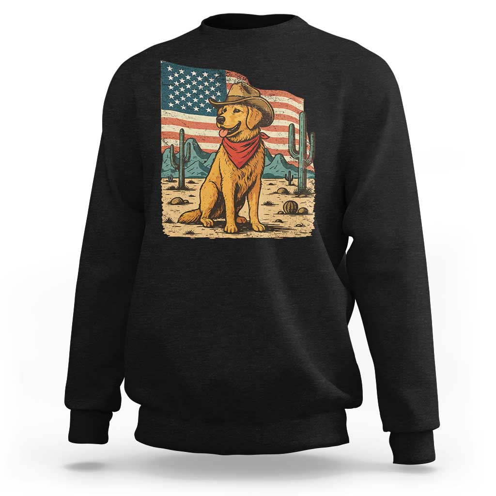 Patriotic Cowboy Dog Sweatshirt American Flag Western Country - Wonder Print Shop