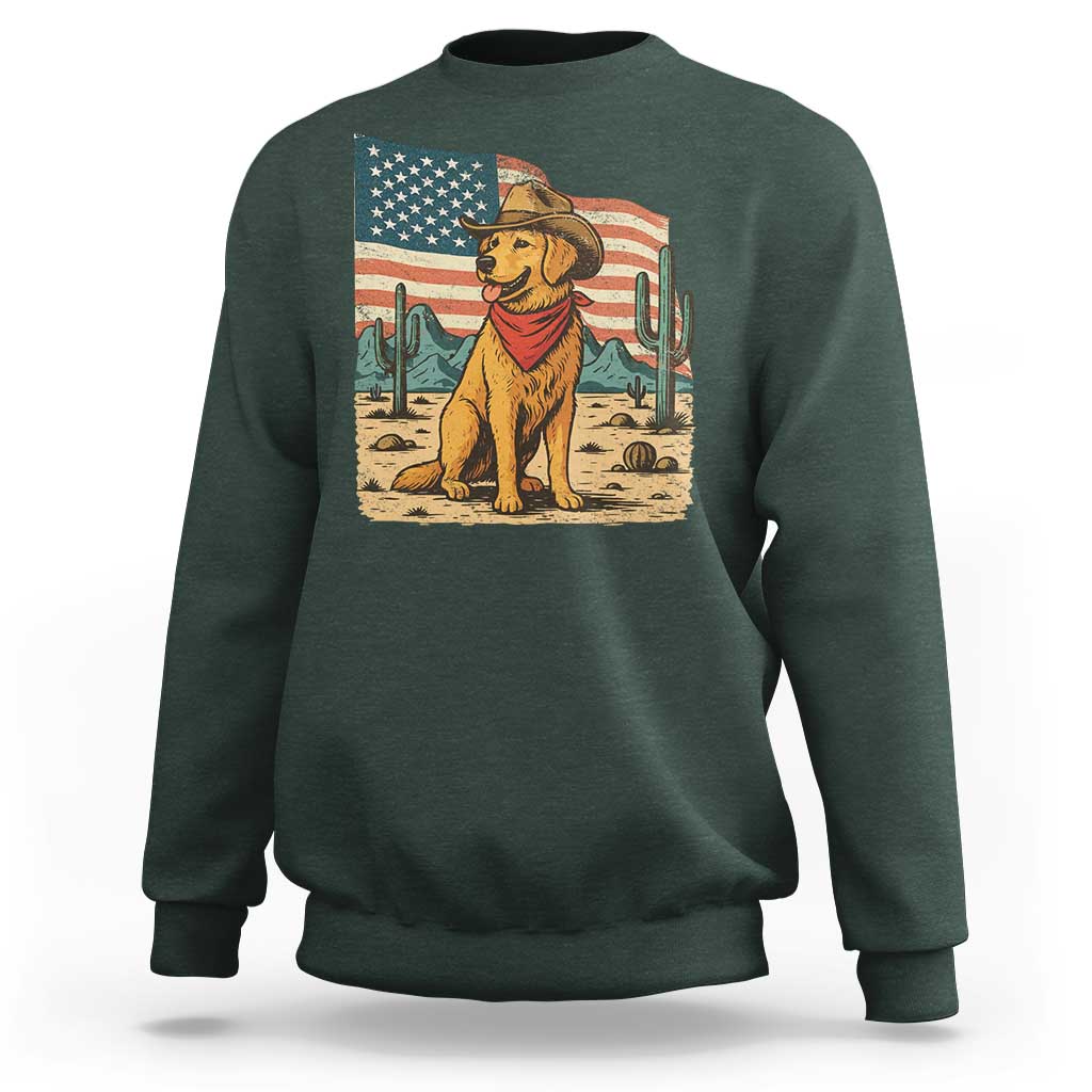 Patriotic Cowboy Dog Sweatshirt American Flag Western Country - Wonder Print Shop