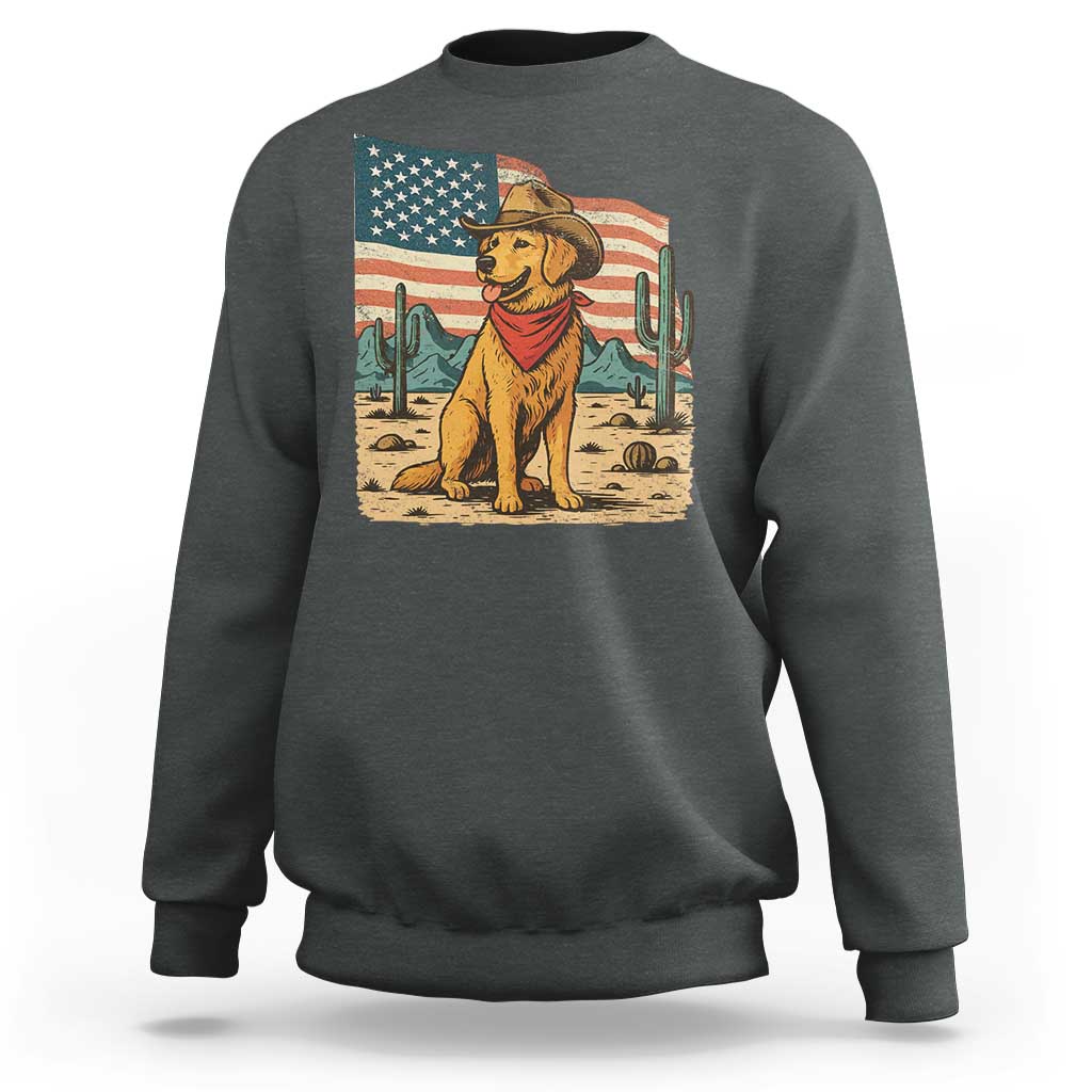 Patriotic Cowboy Dog Sweatshirt American Flag Western Country - Wonder Print Shop