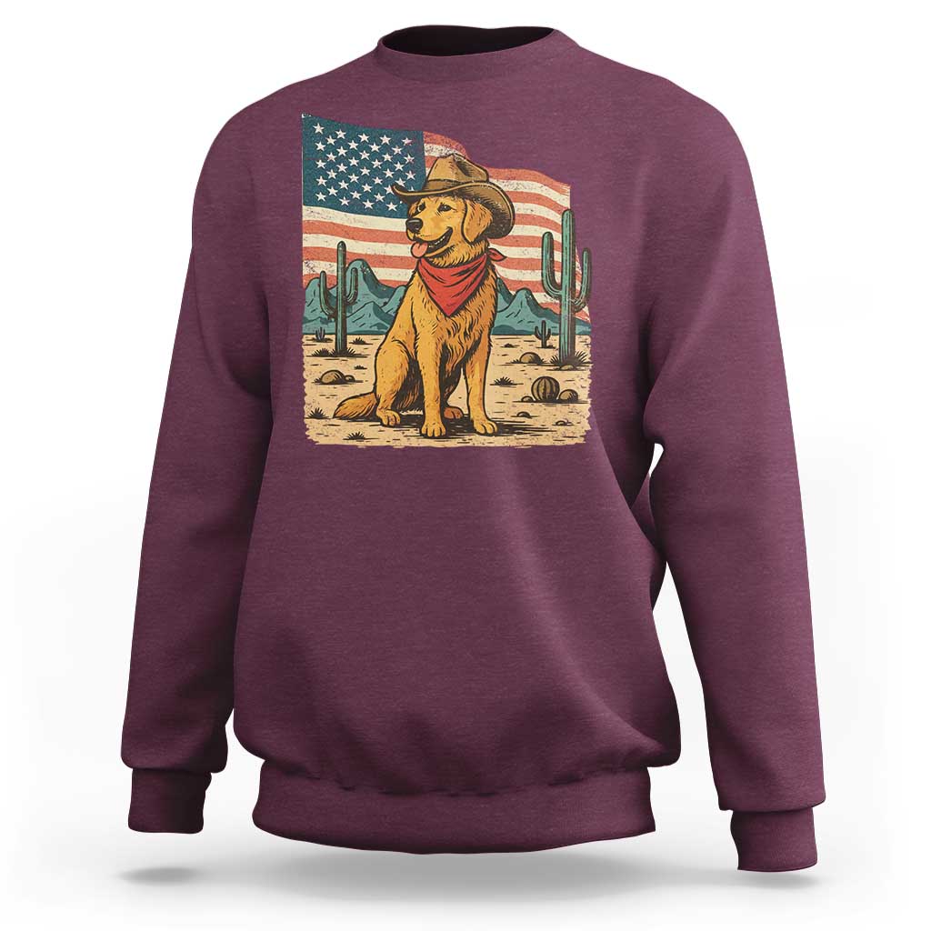 Patriotic Cowboy Dog Sweatshirt American Flag Western Country - Wonder Print Shop