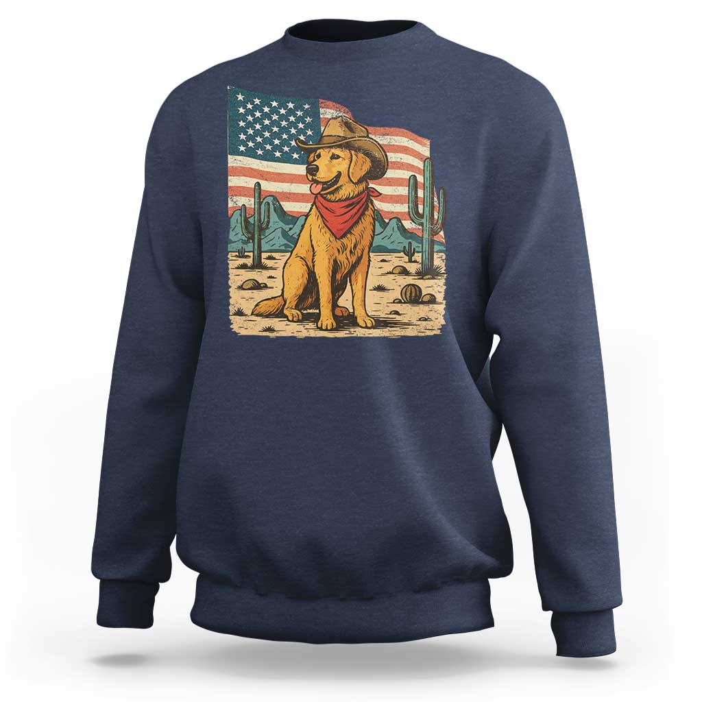 Patriotic Cowboy Dog Sweatshirt American Flag Western Country - Wonder Print Shop