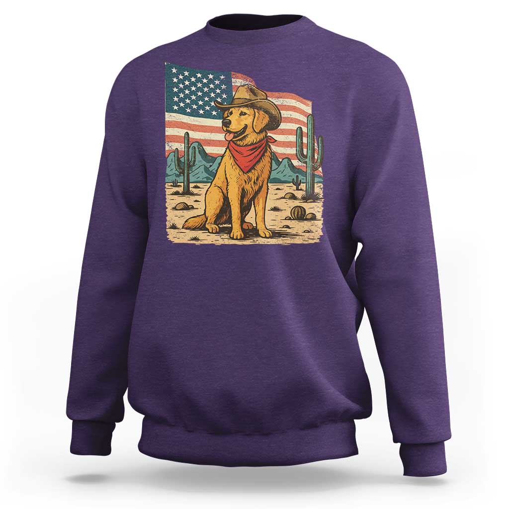 Patriotic Cowboy Dog Sweatshirt American Flag Western Country - Wonder Print Shop