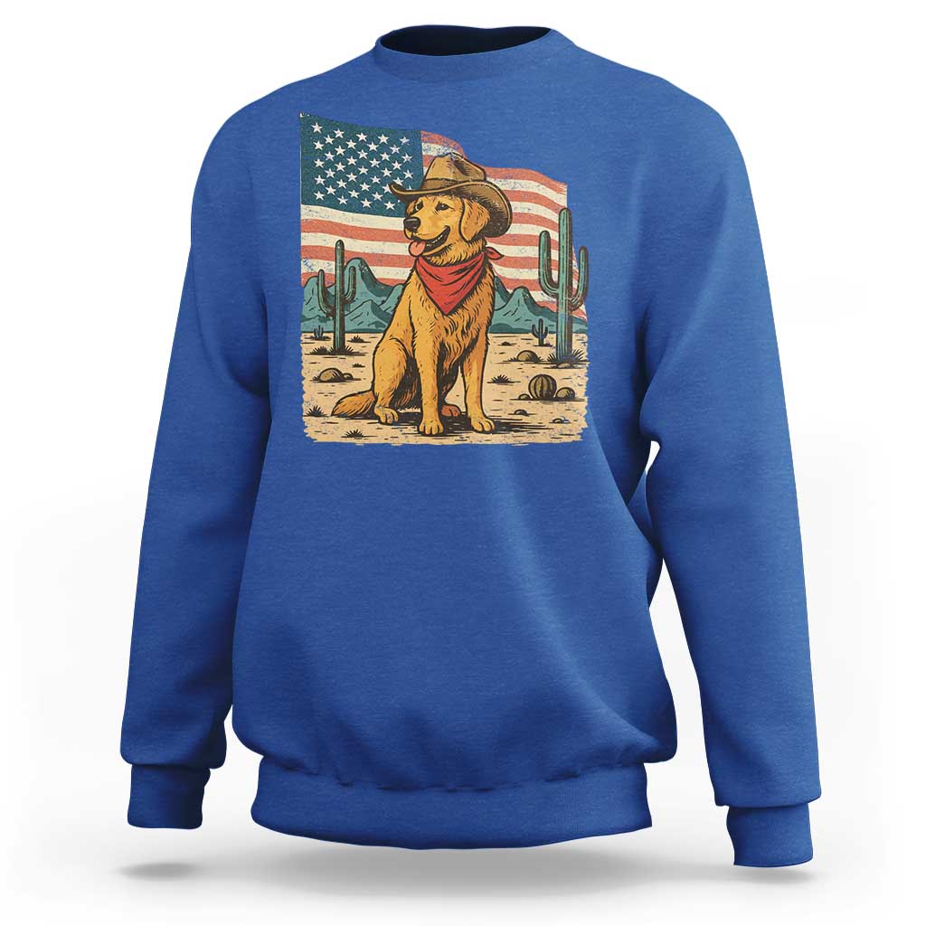Patriotic Cowboy Dog Sweatshirt American Flag Western Country - Wonder Print Shop