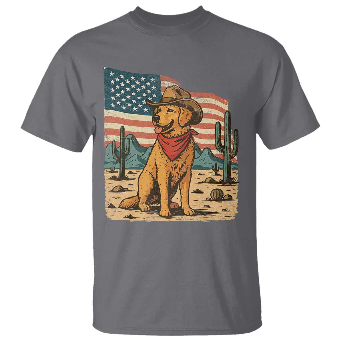 Patriotic Cowboy Dog T Shirt American Flag Western Country - Wonder Print Shop