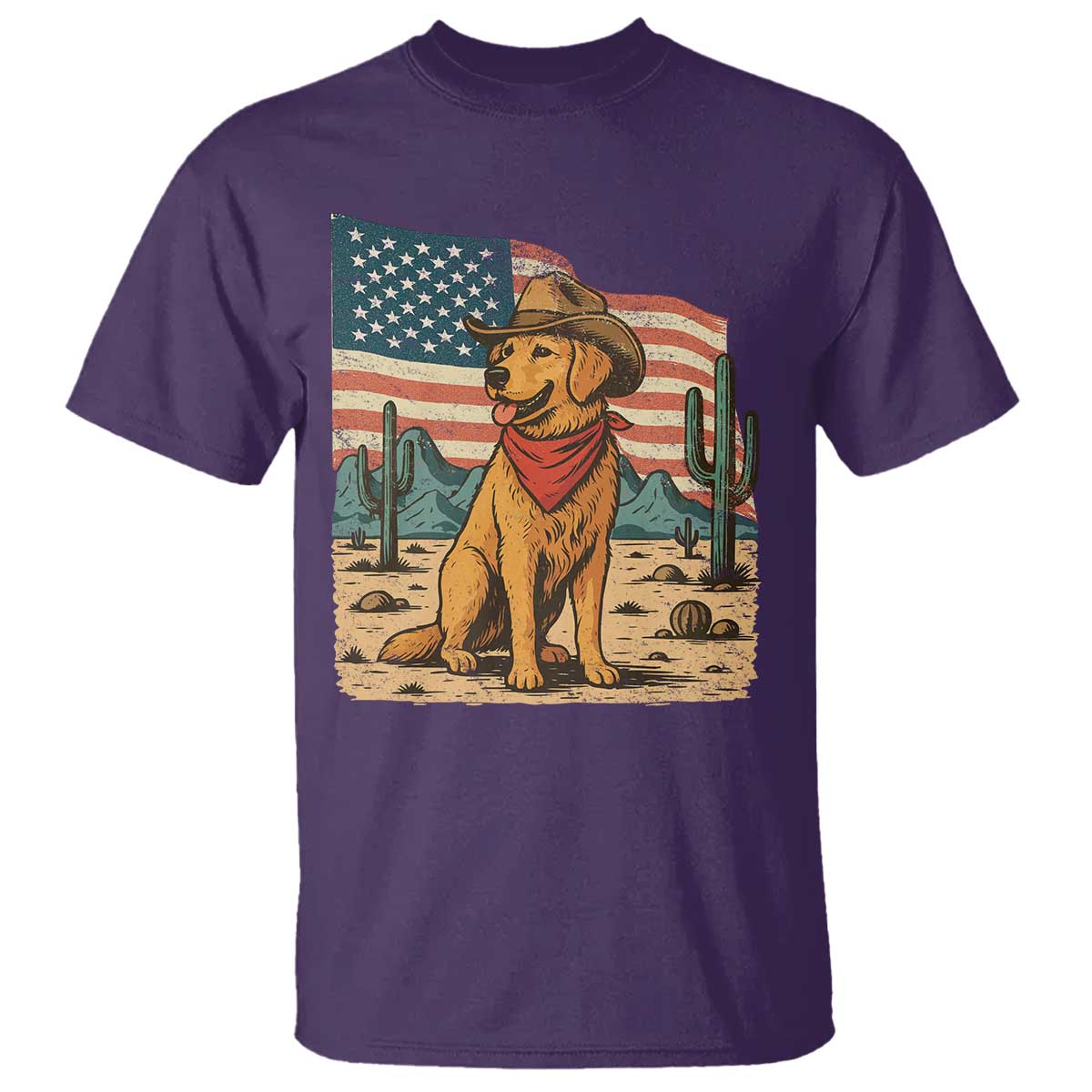 Patriotic Cowboy Dog T Shirt American Flag Western Country - Wonder Print Shop