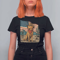 Patriotic Cowboy Dog T Shirt For Women American Flag Western Country - Wonder Print Shop