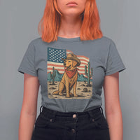 Patriotic Cowboy Dog T Shirt For Women American Flag Western Country - Wonder Print Shop