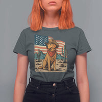 Patriotic Cowboy Dog T Shirt For Women American Flag Western Country - Wonder Print Shop