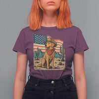 Patriotic Cowboy Dog T Shirt For Women American Flag Western Country - Wonder Print Shop