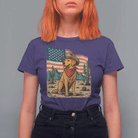 Patriotic Cowboy Dog T Shirt For Women American Flag Western Country - Wonder Print Shop
