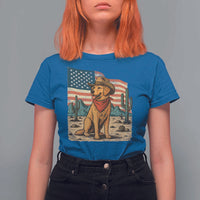 Patriotic Cowboy Dog T Shirt For Women American Flag Western Country - Wonder Print Shop