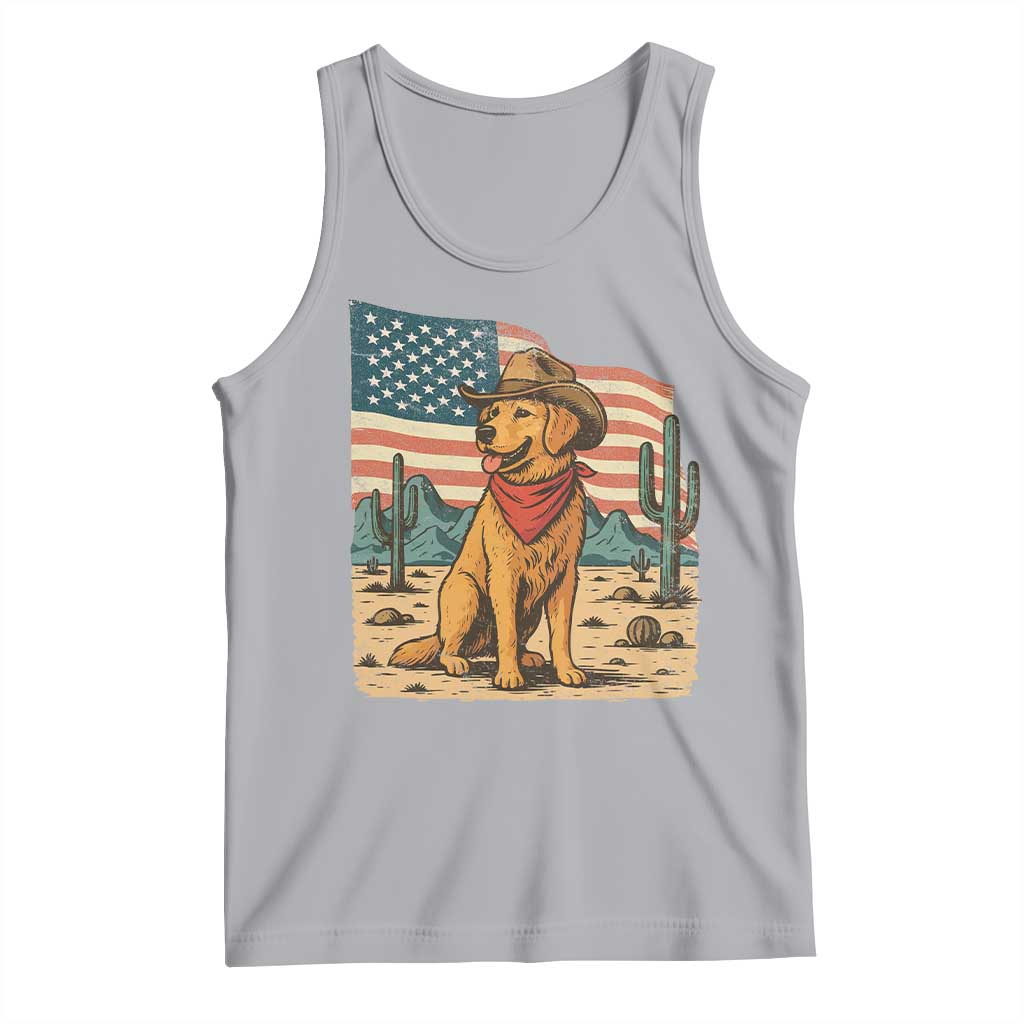 Patriotic Cowboy Dog Tank Top American Flag Western Country - Wonder Print Shop