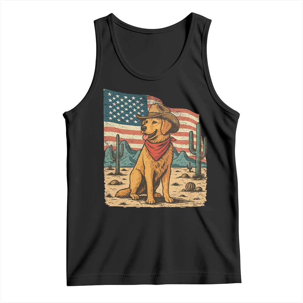Patriotic Cowboy Dog Tank Top American Flag Western Country - Wonder Print Shop