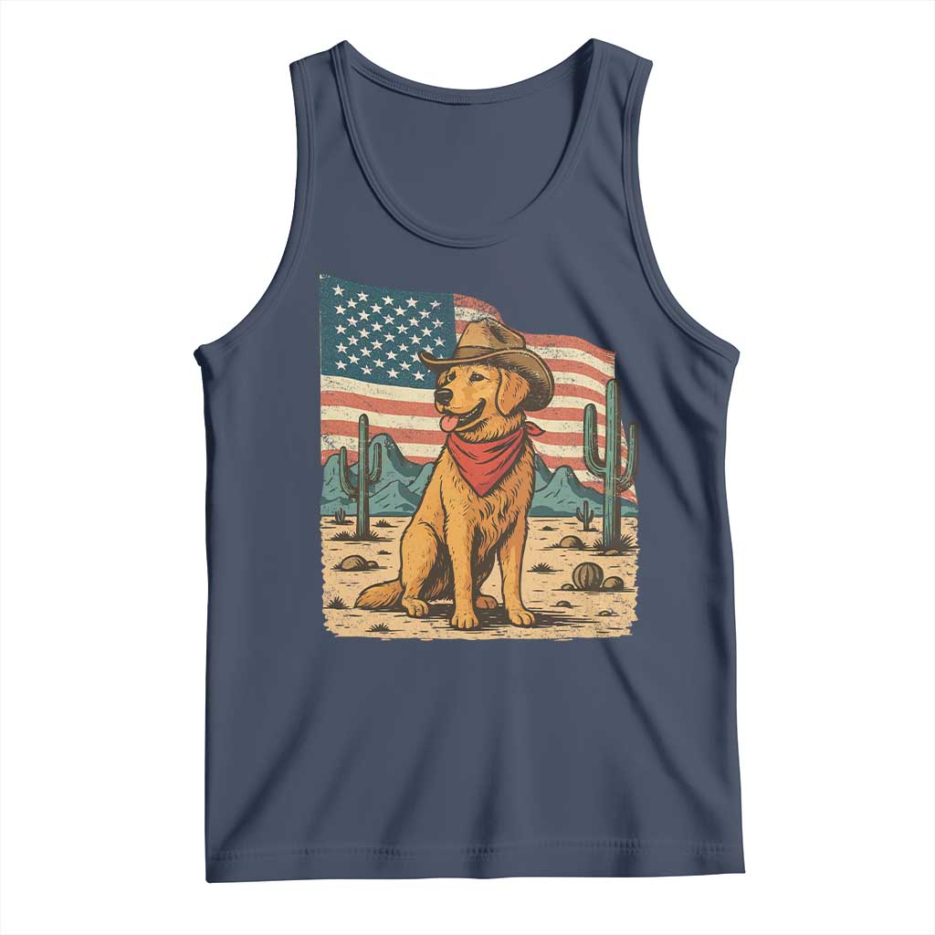 Patriotic Cowboy Dog Tank Top American Flag Western Country - Wonder Print Shop