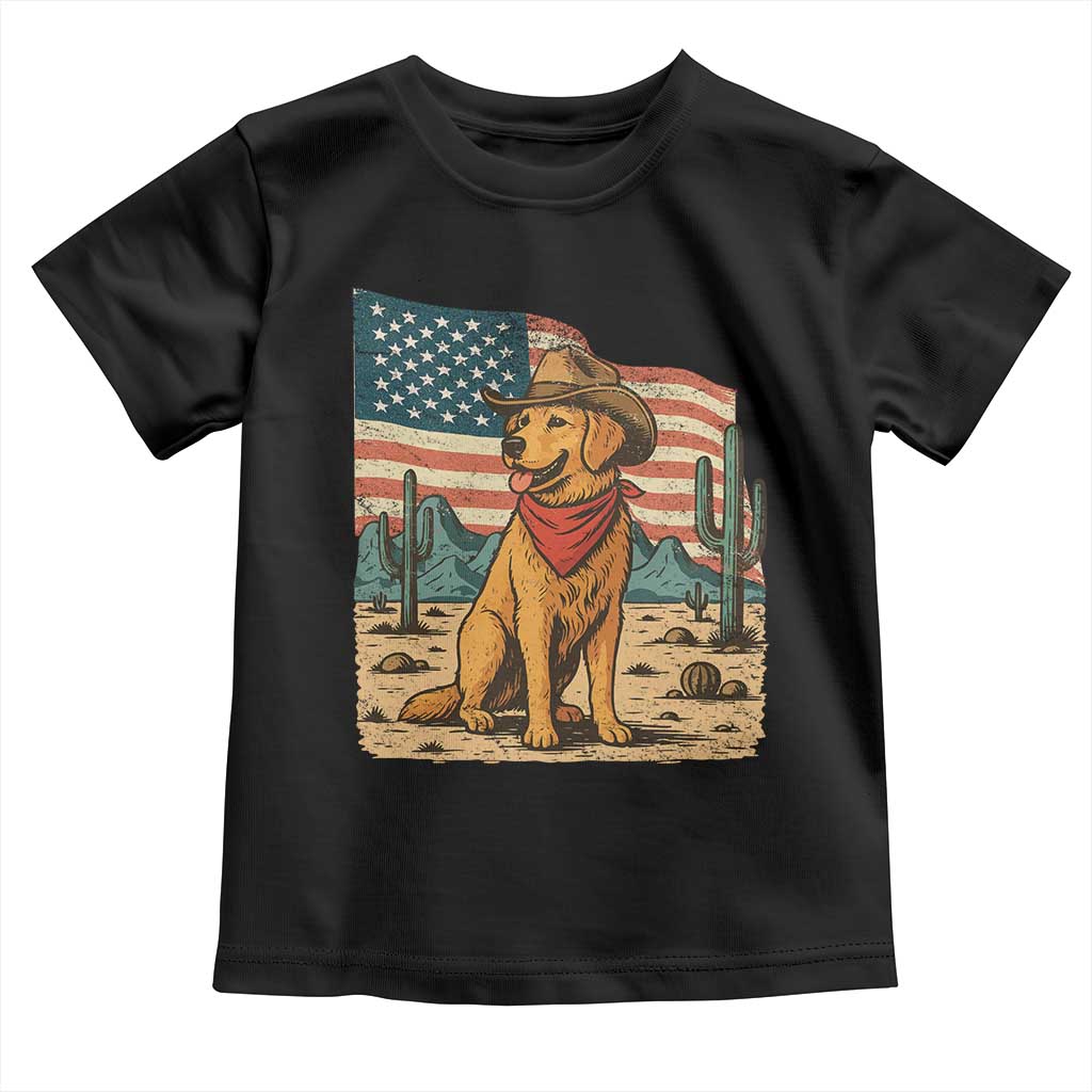 Patriotic Cowboy Dog Toddler T Shirt American Flag Western Country - Wonder Print Shop