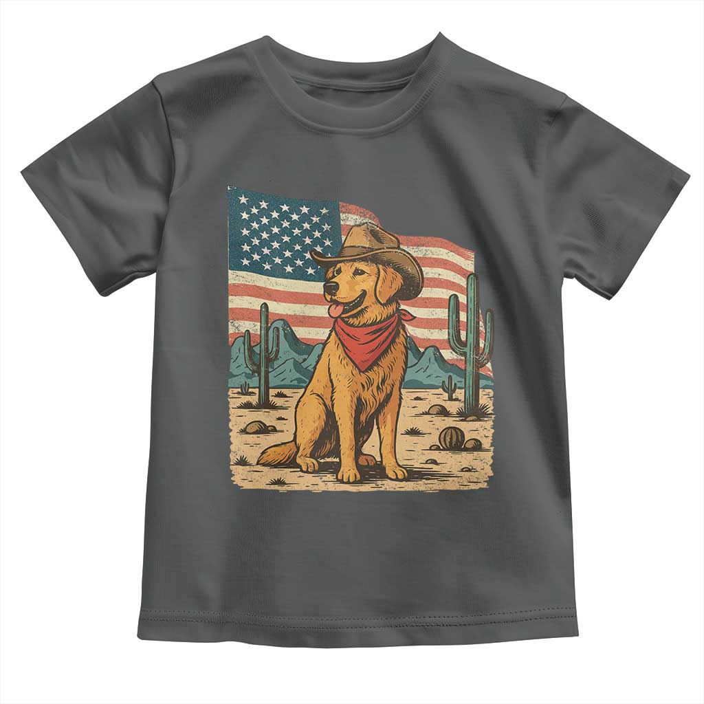 Patriotic Cowboy Dog Toddler T Shirt American Flag Western Country - Wonder Print Shop