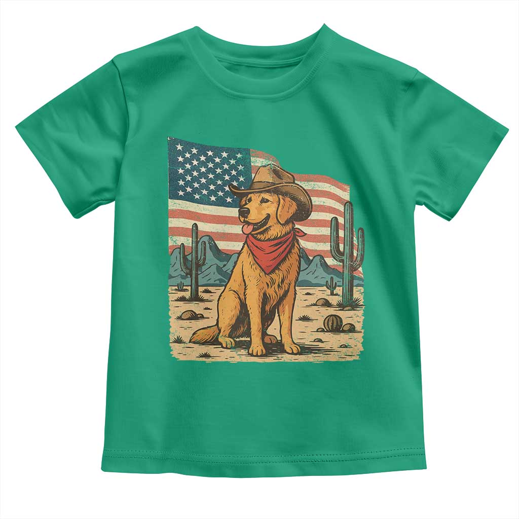 Patriotic Cowboy Dog Toddler T Shirt American Flag Western Country - Wonder Print Shop