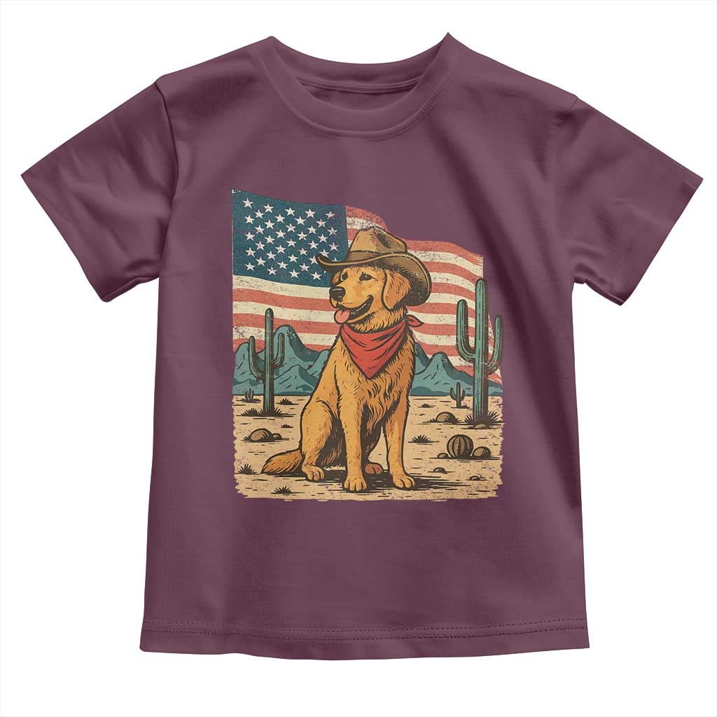 Patriotic Cowboy Dog Toddler T Shirt American Flag Western Country - Wonder Print Shop
