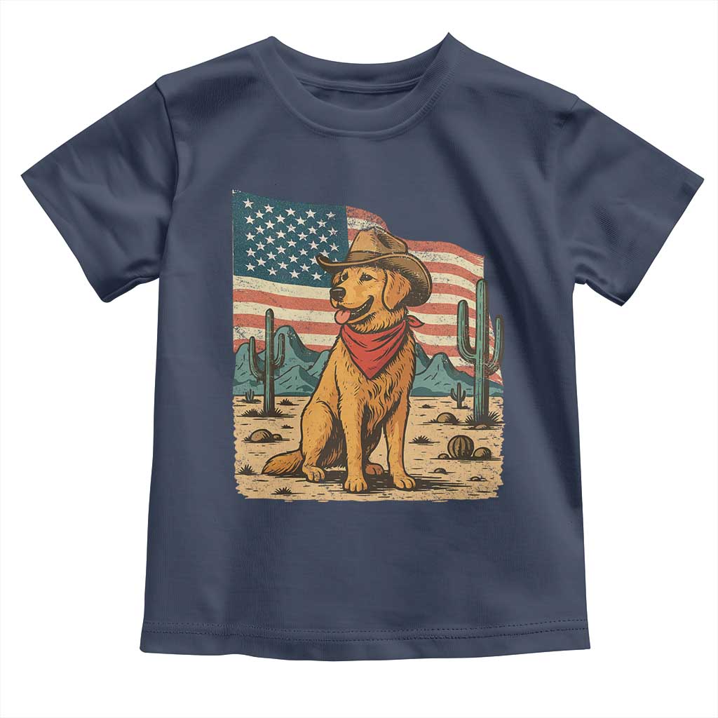 Patriotic Cowboy Dog Toddler T Shirt American Flag Western Country - Wonder Print Shop