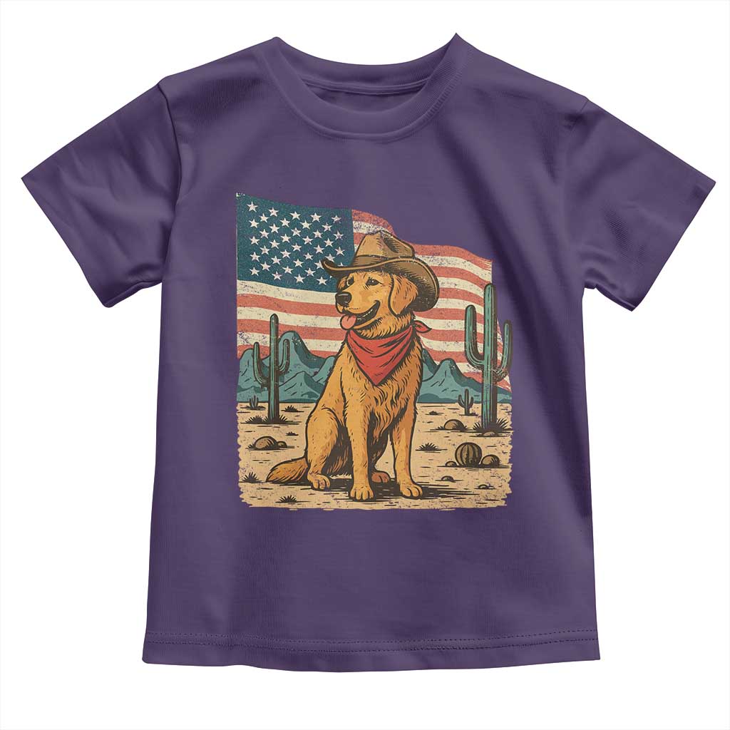 Patriotic Cowboy Dog Toddler T Shirt American Flag Western Country - Wonder Print Shop